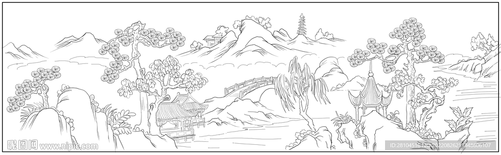 白描风景