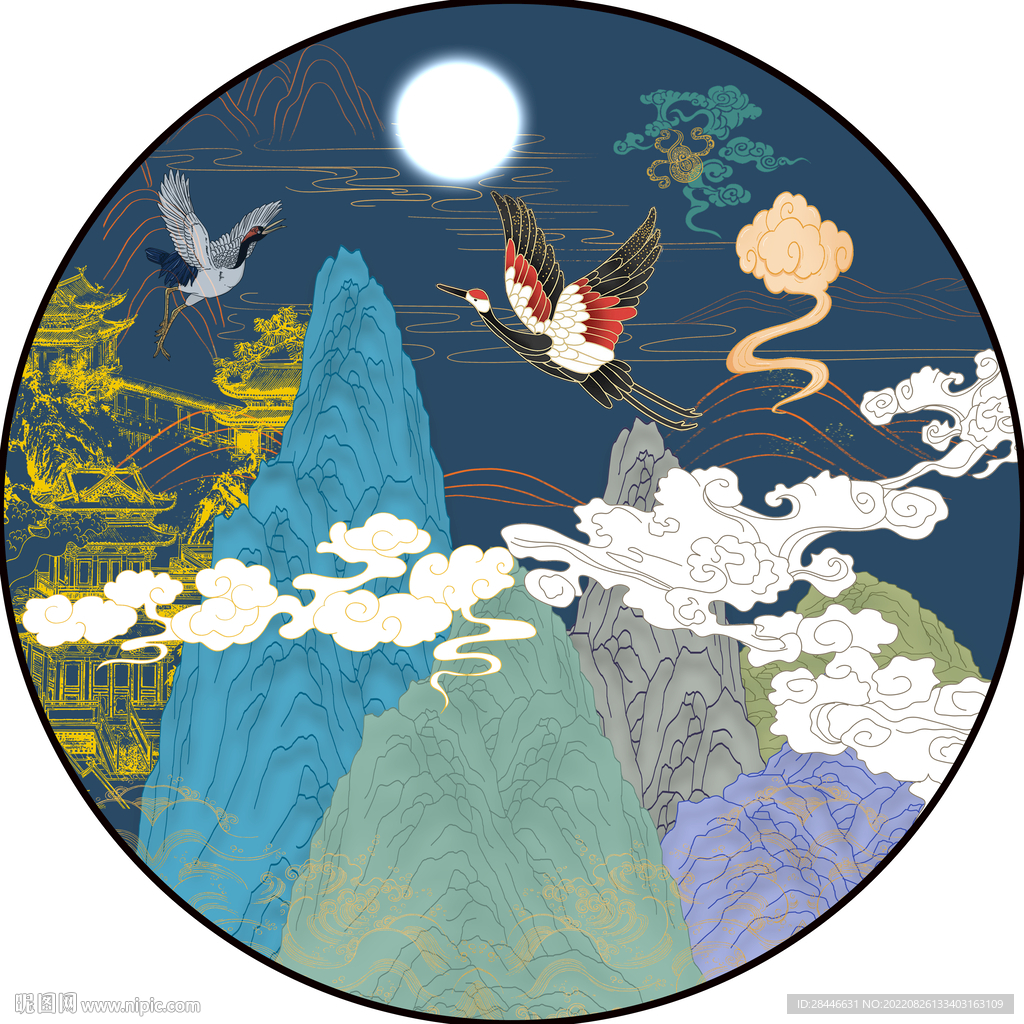 新中式圆形装饰画