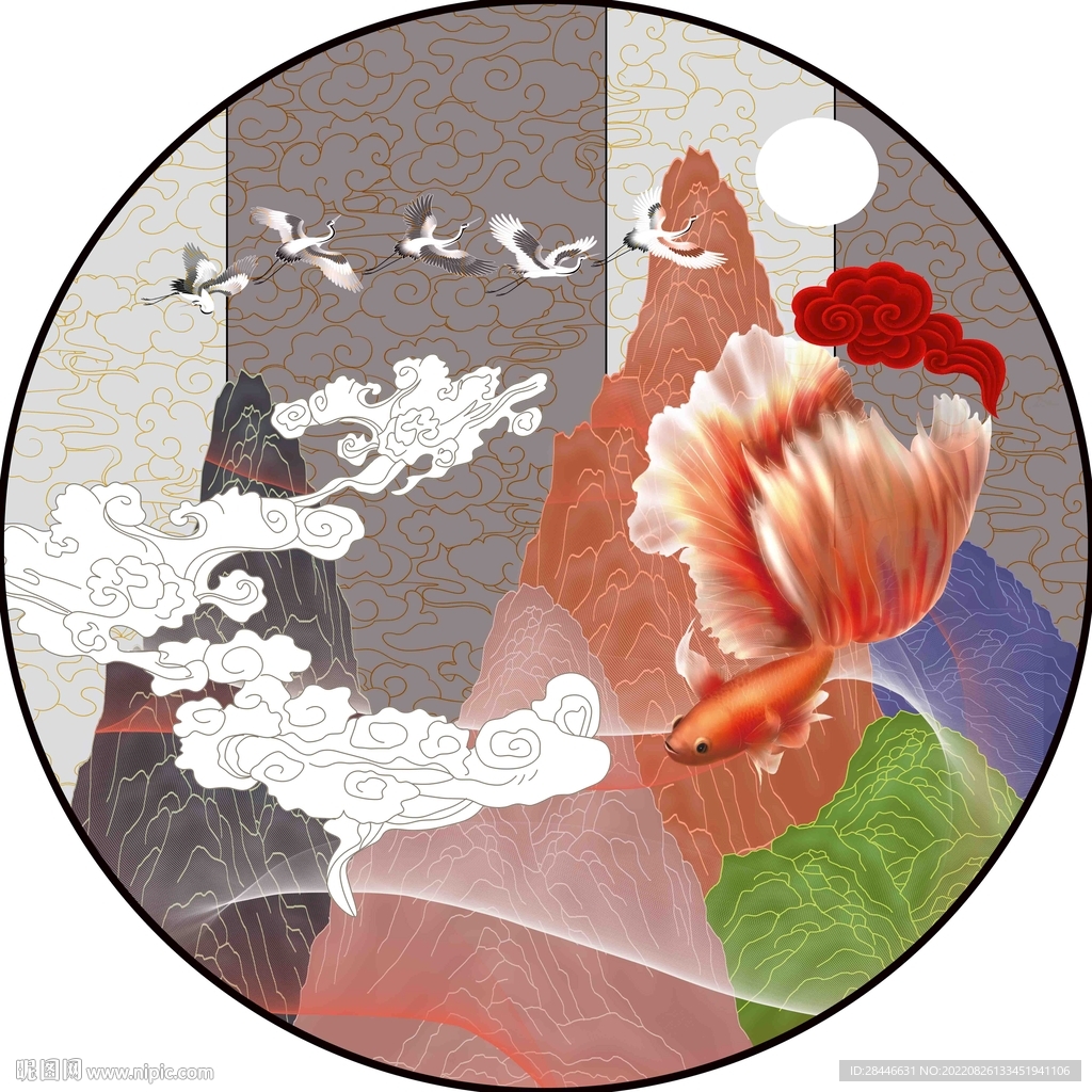 新中式圆形装饰画