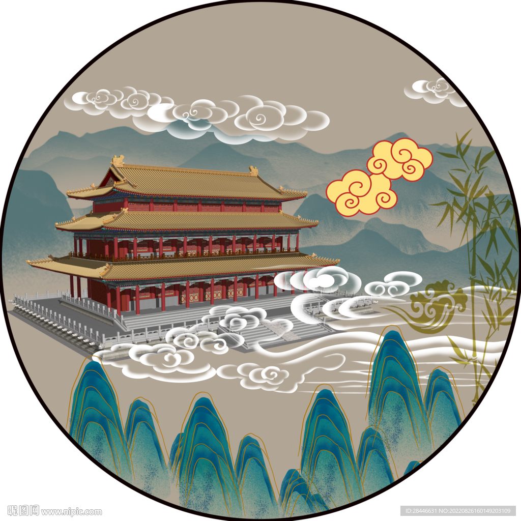 新中式圆形装饰画