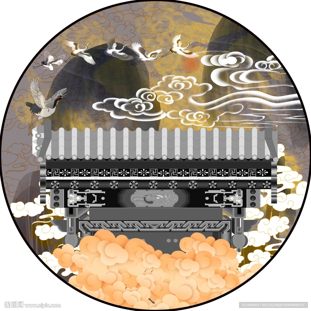 新中式圆形装饰画