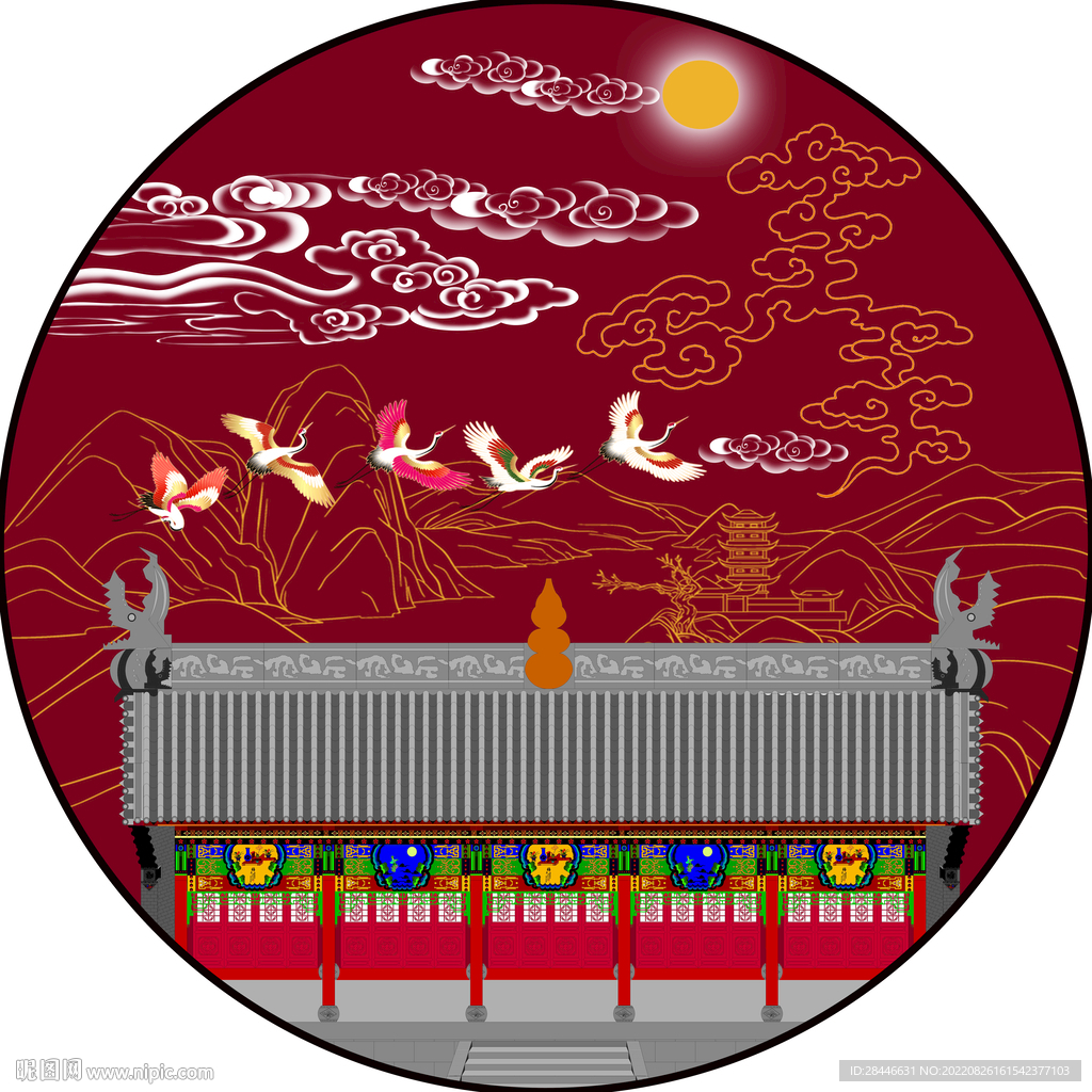 新中式圆形装饰画