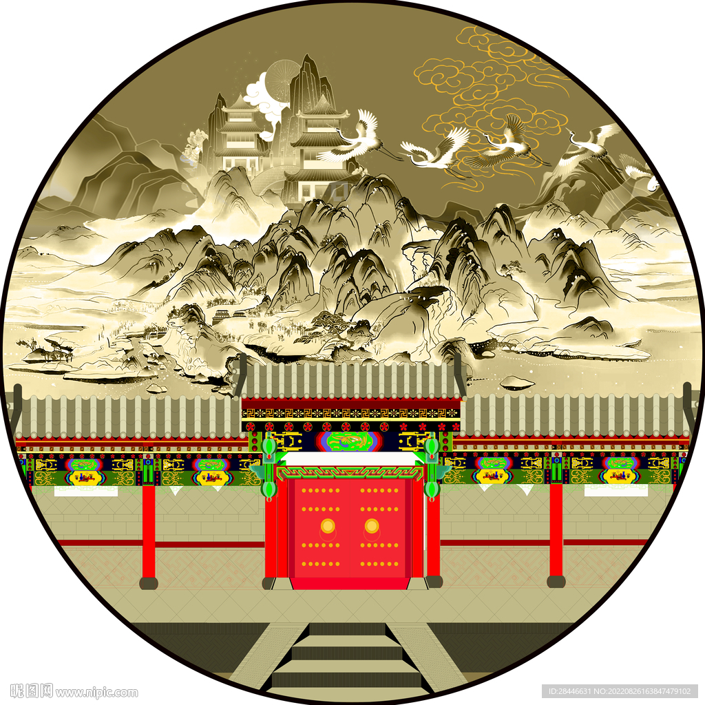 新中式圆形装饰画