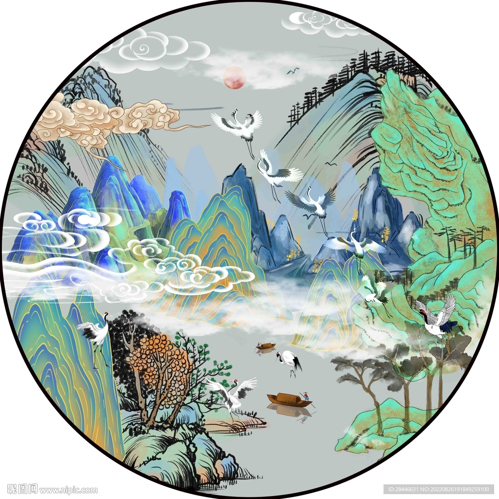 新中式圆形装饰画