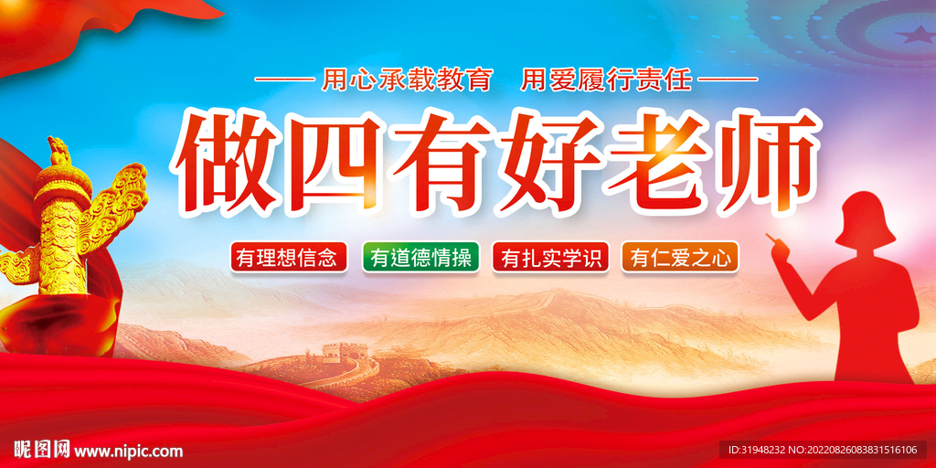 做四有好老师展板