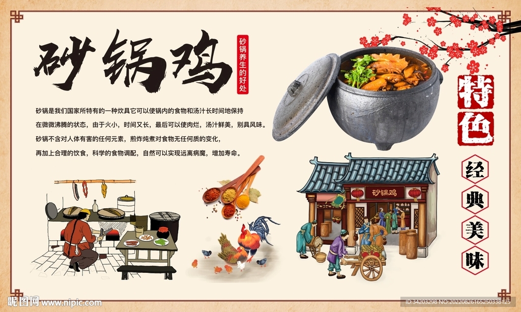 砂锅炖鸡背景墙