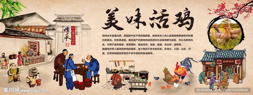 现杀活鸡背景墙