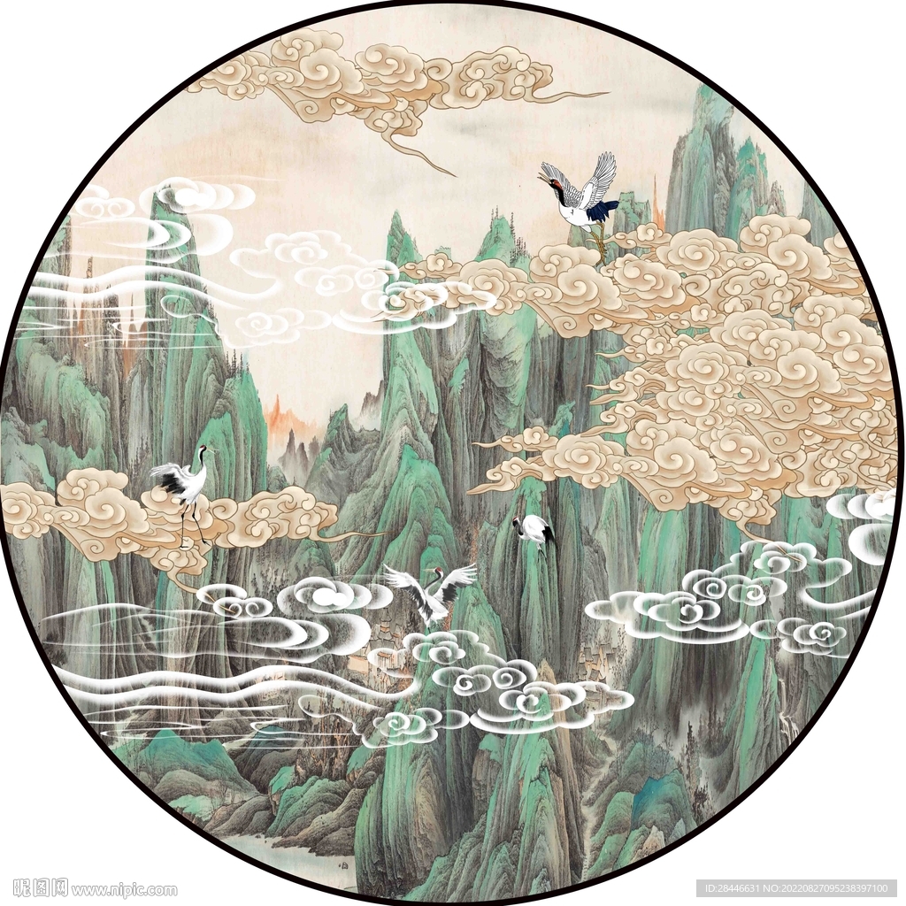 新中式圆形装饰画