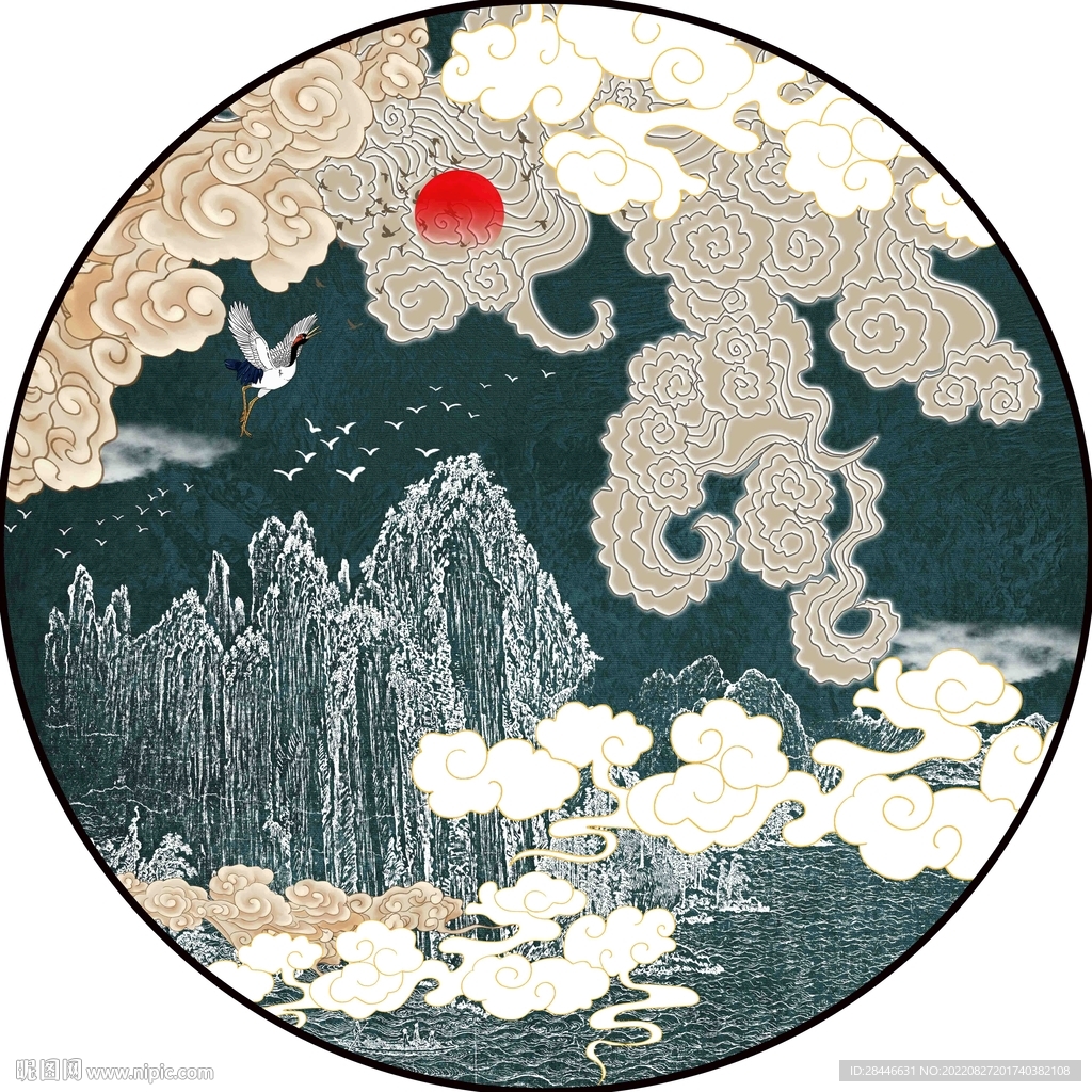 新中式圆形装饰画