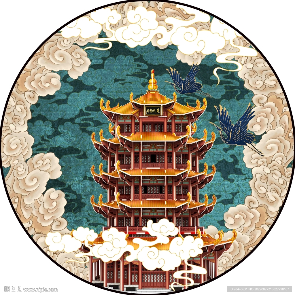 新中式圆形装饰画