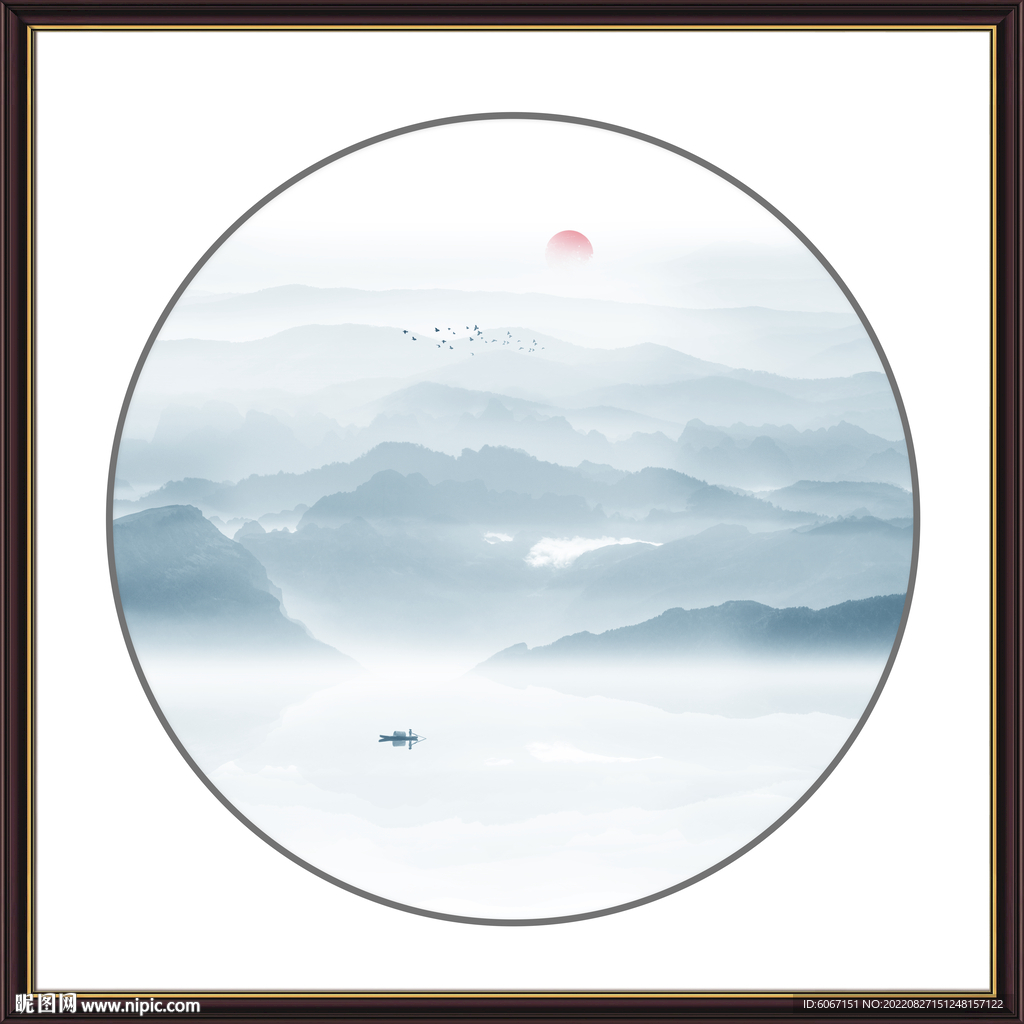 圆形水墨画