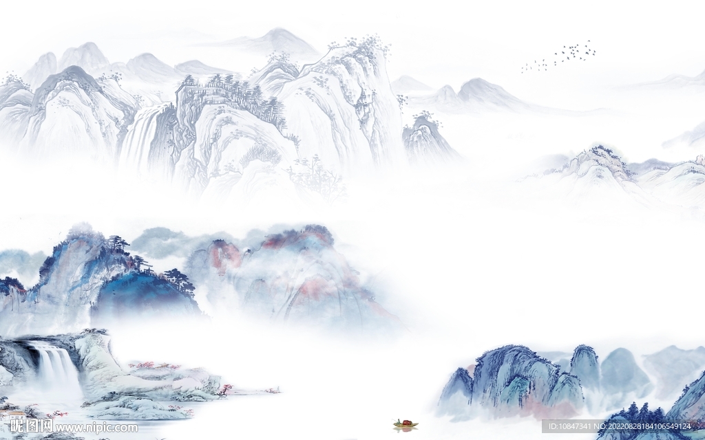中国风新山水背景画 TIf分层
