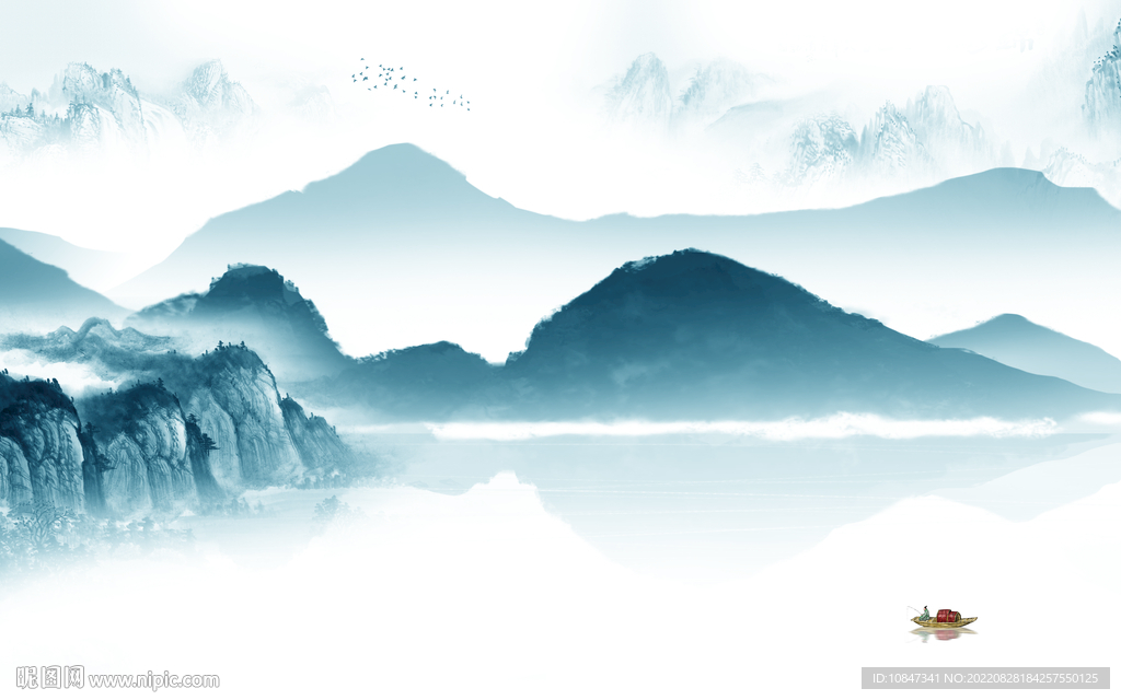 中式新山水背景画 TIf分层