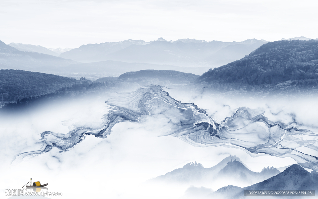 爆款最新墙画山水 TIf分层