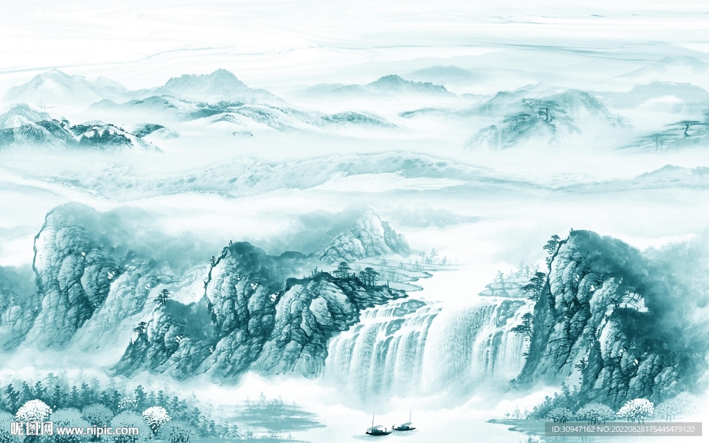 中式 客厅山水新画 TIf分层