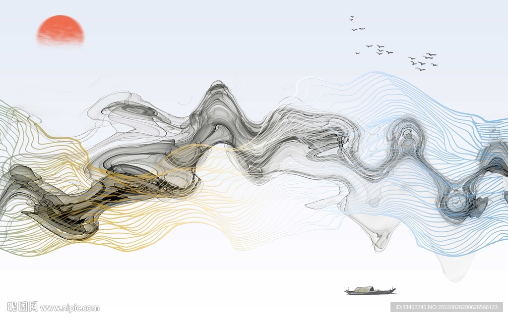抽象山水背景墙