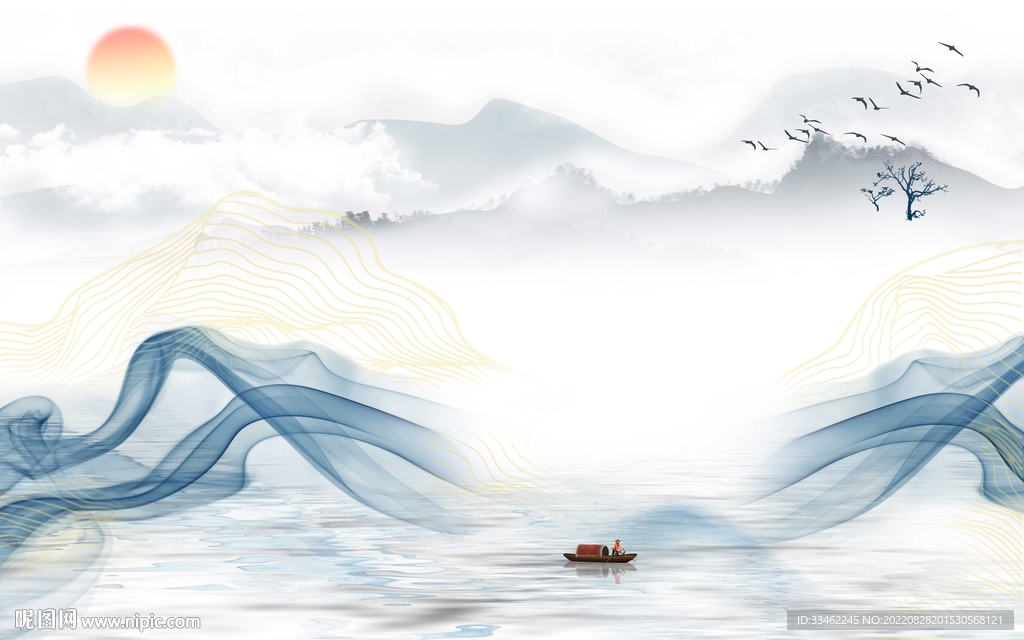 水墨中式山水画