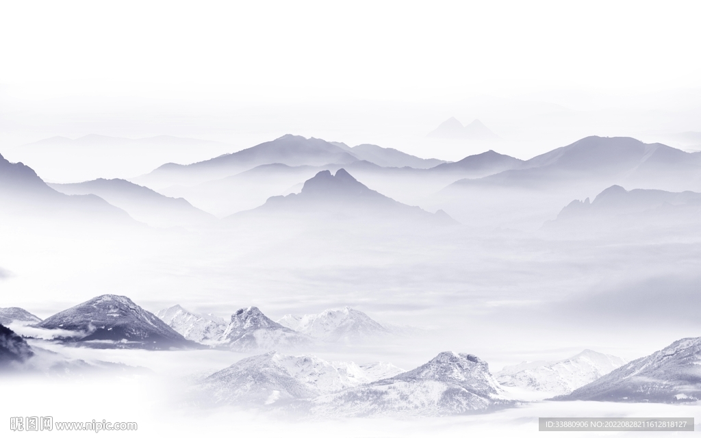 水墨新山水背景墙 Tif分层