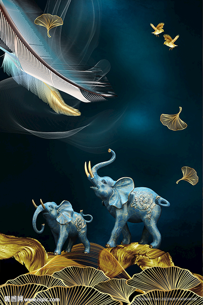 新中式大象轻奢麋鹿抽象