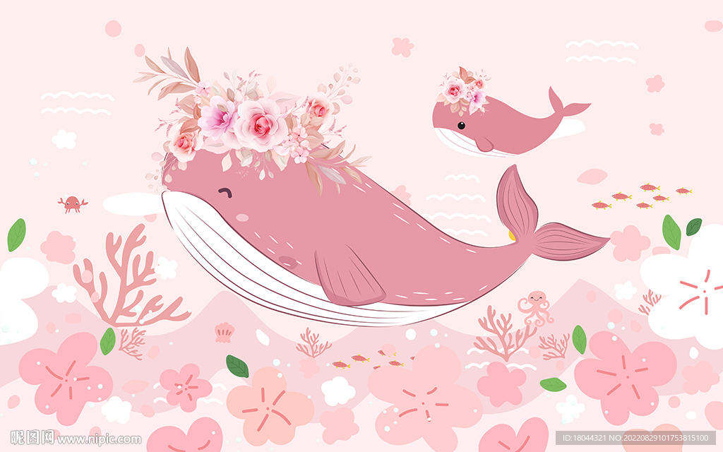梦幻鲸鱼壁纸粉色图片