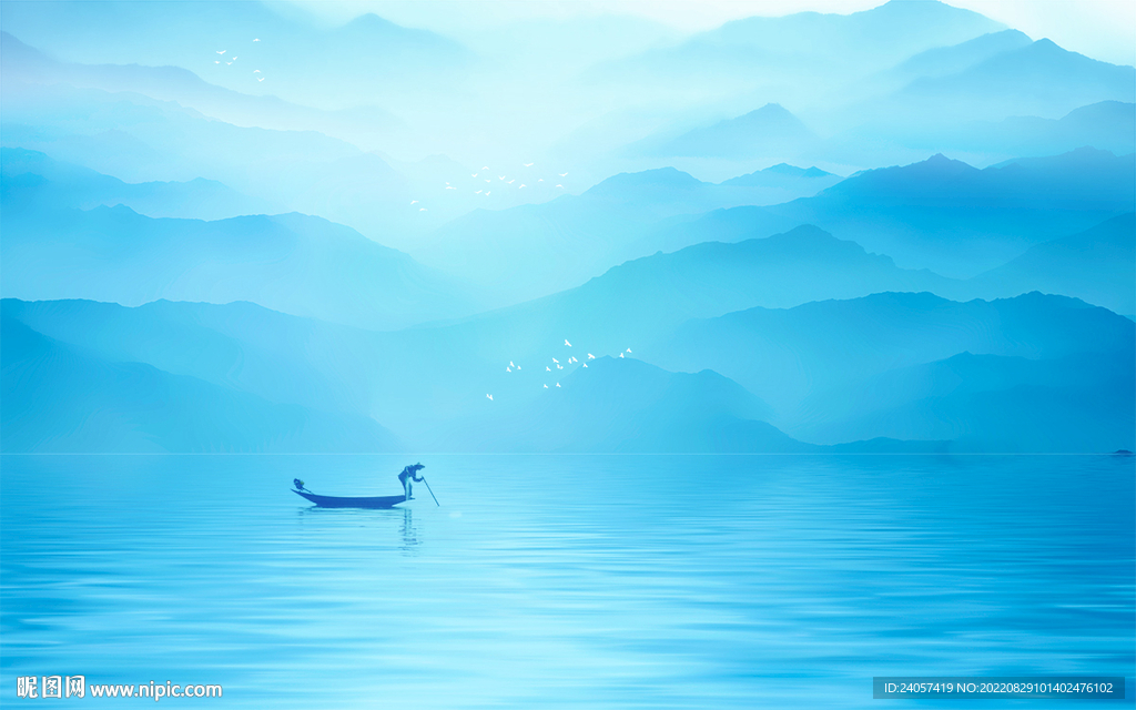 新中式意境山水风景背景墙装饰画