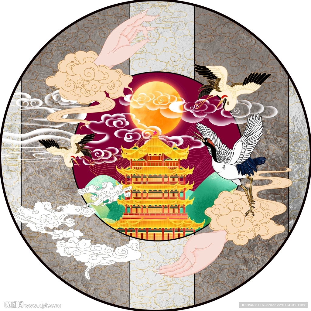 新中式圆形装饰画