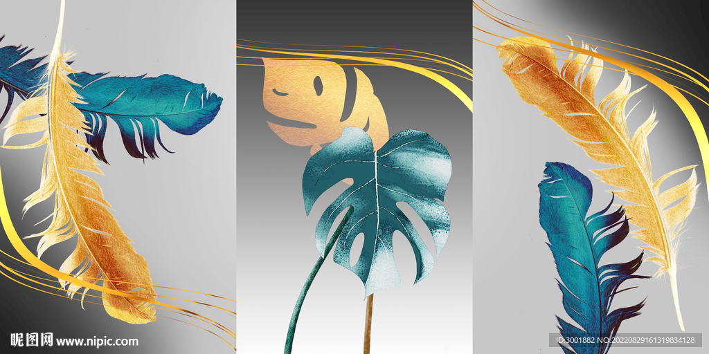 轻奢装饰画 羽毛