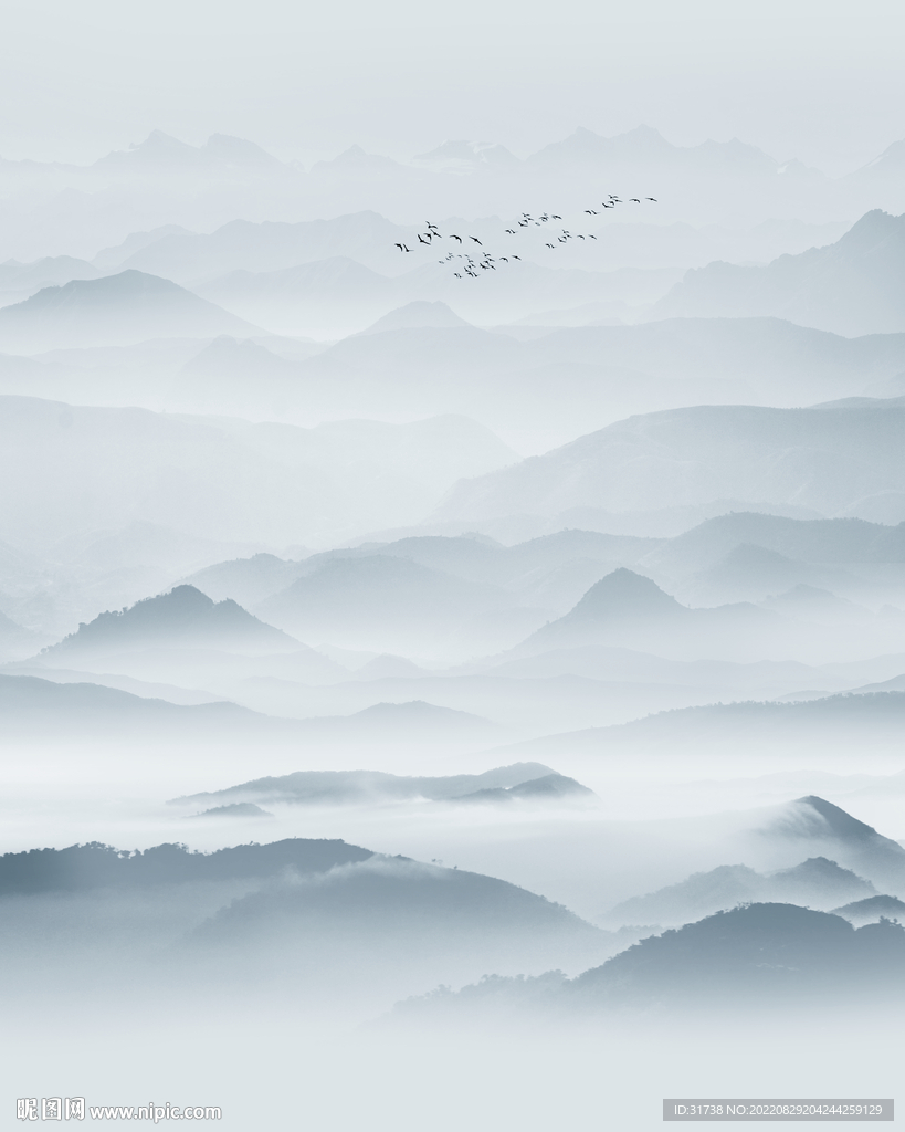 别墅新意境山水画 psd分层