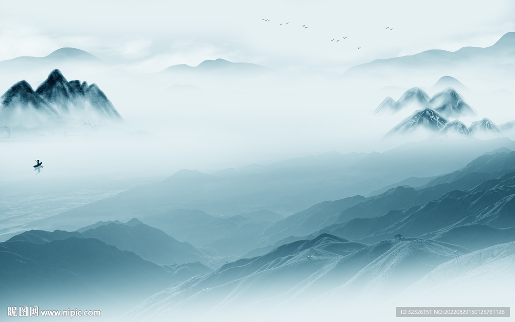 水墨中式新品山水 Tif分层