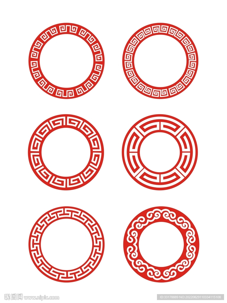 中国风中式花纹圆形回纹古典边框