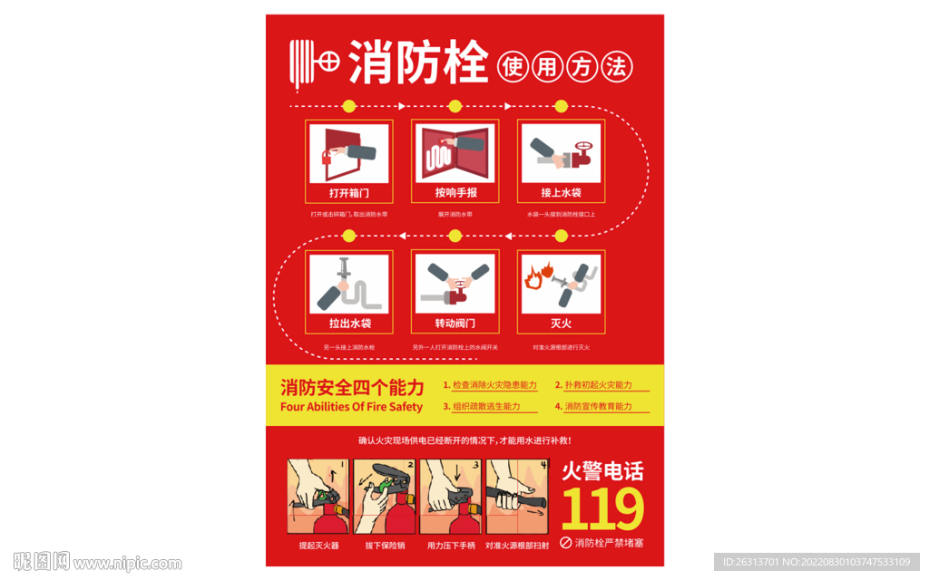 消防栓使用方法海报