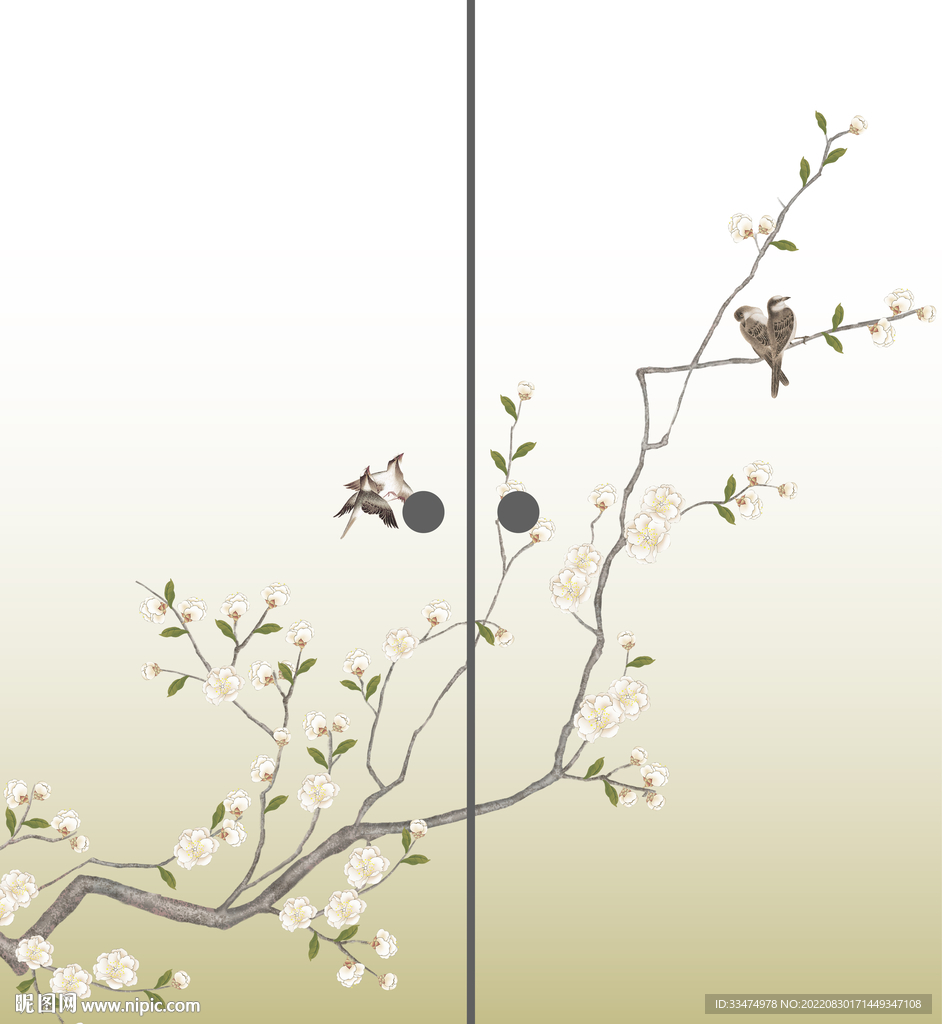 花鸟移门装饰画