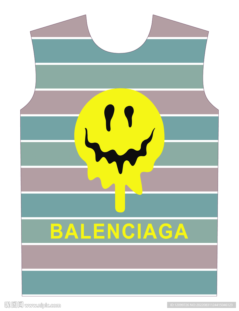 定位条纹笑脸印花