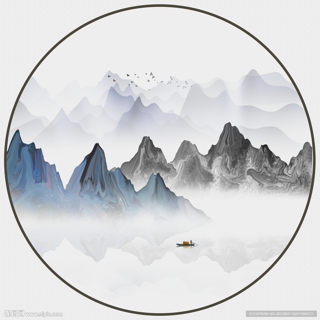 圆形山水画