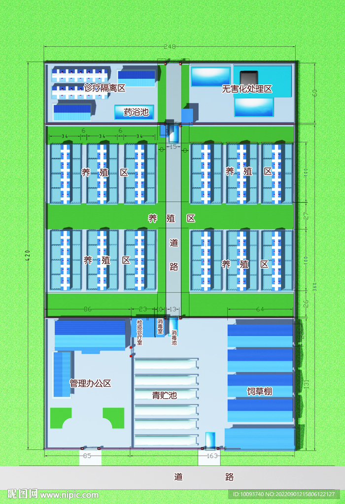 肉牛养殖小区彩色平面图