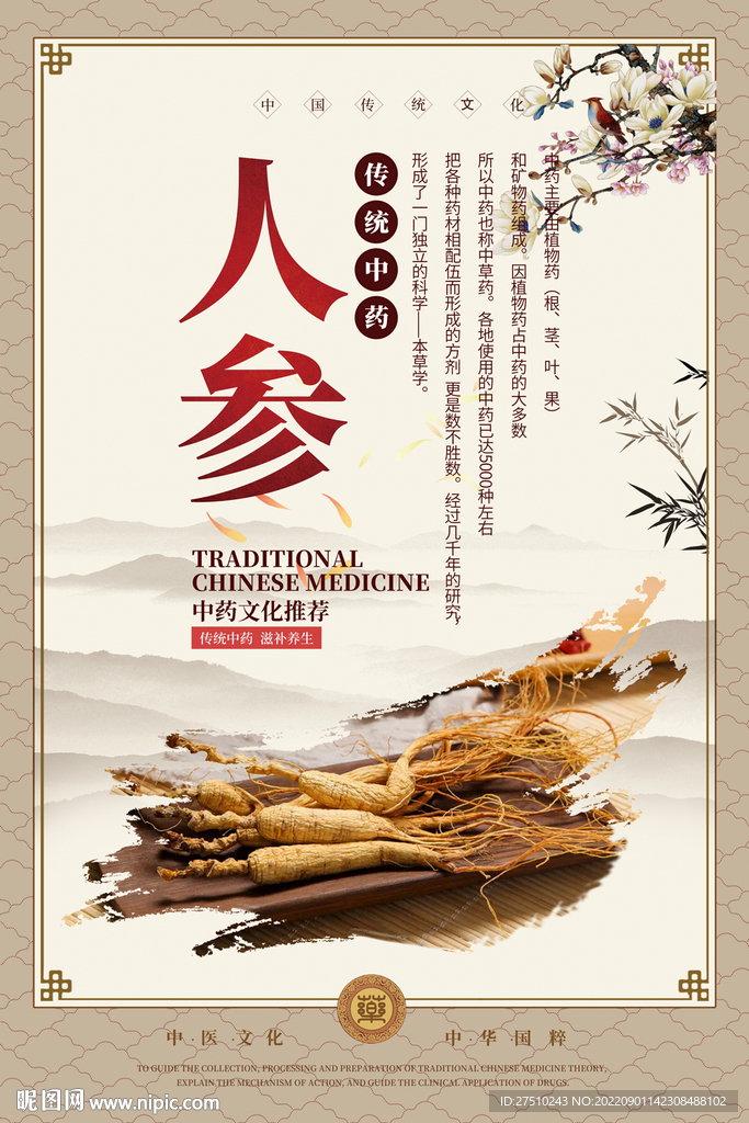 人参中药海报