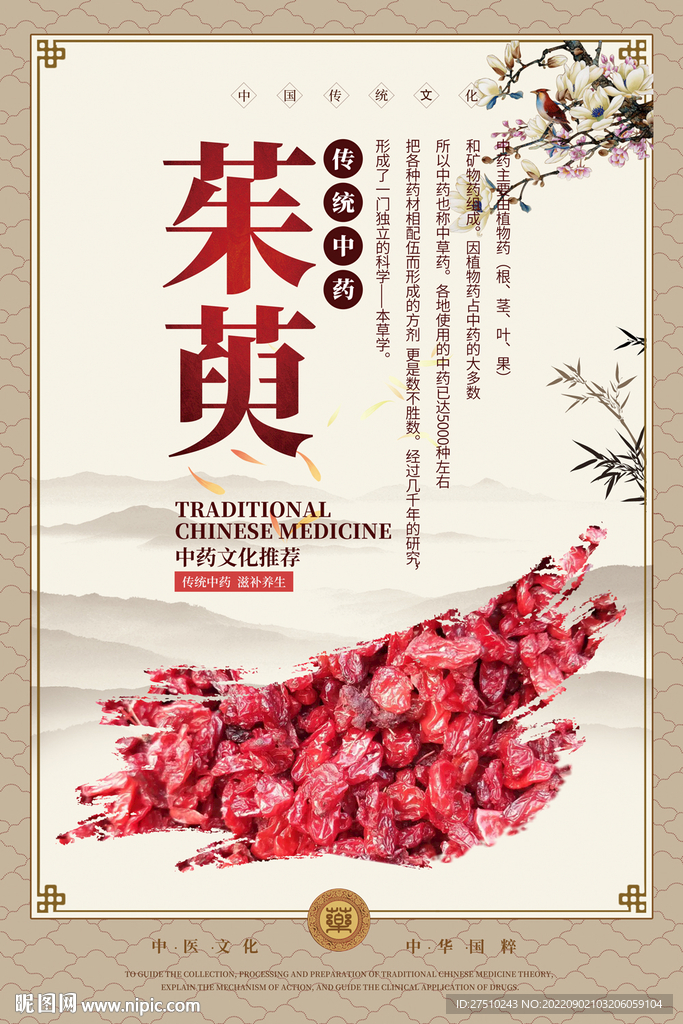 茱萸中药海报
