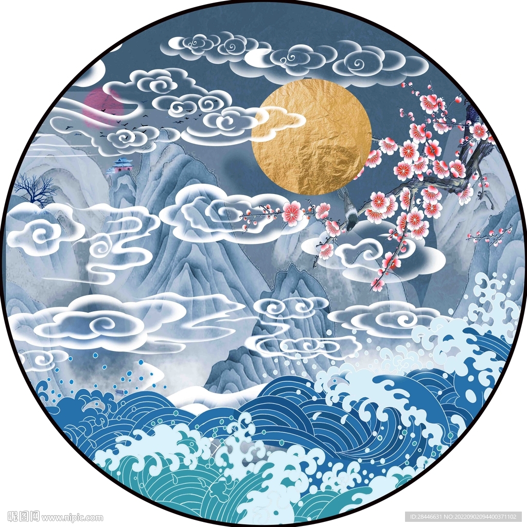 新中式圆形装饰画