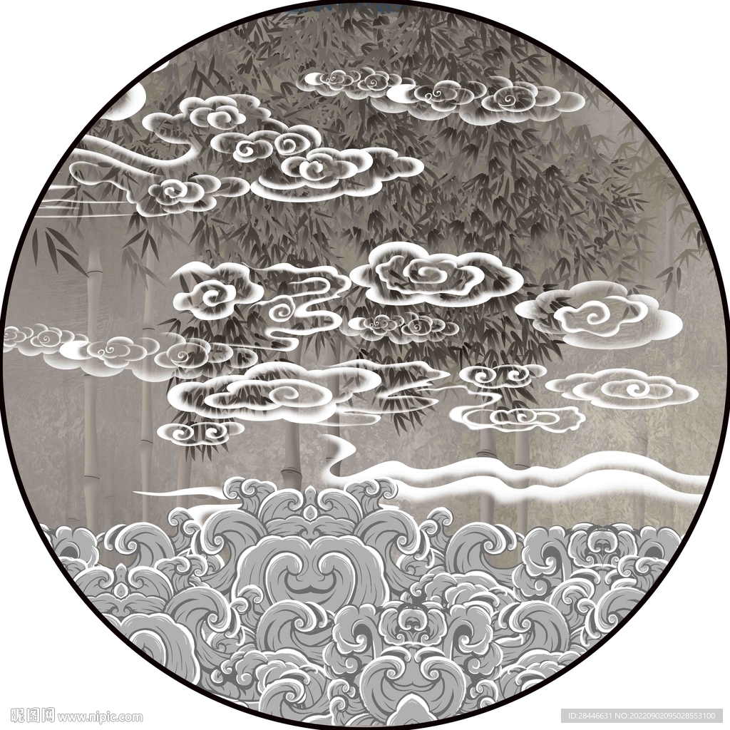 新中式圆形装饰画