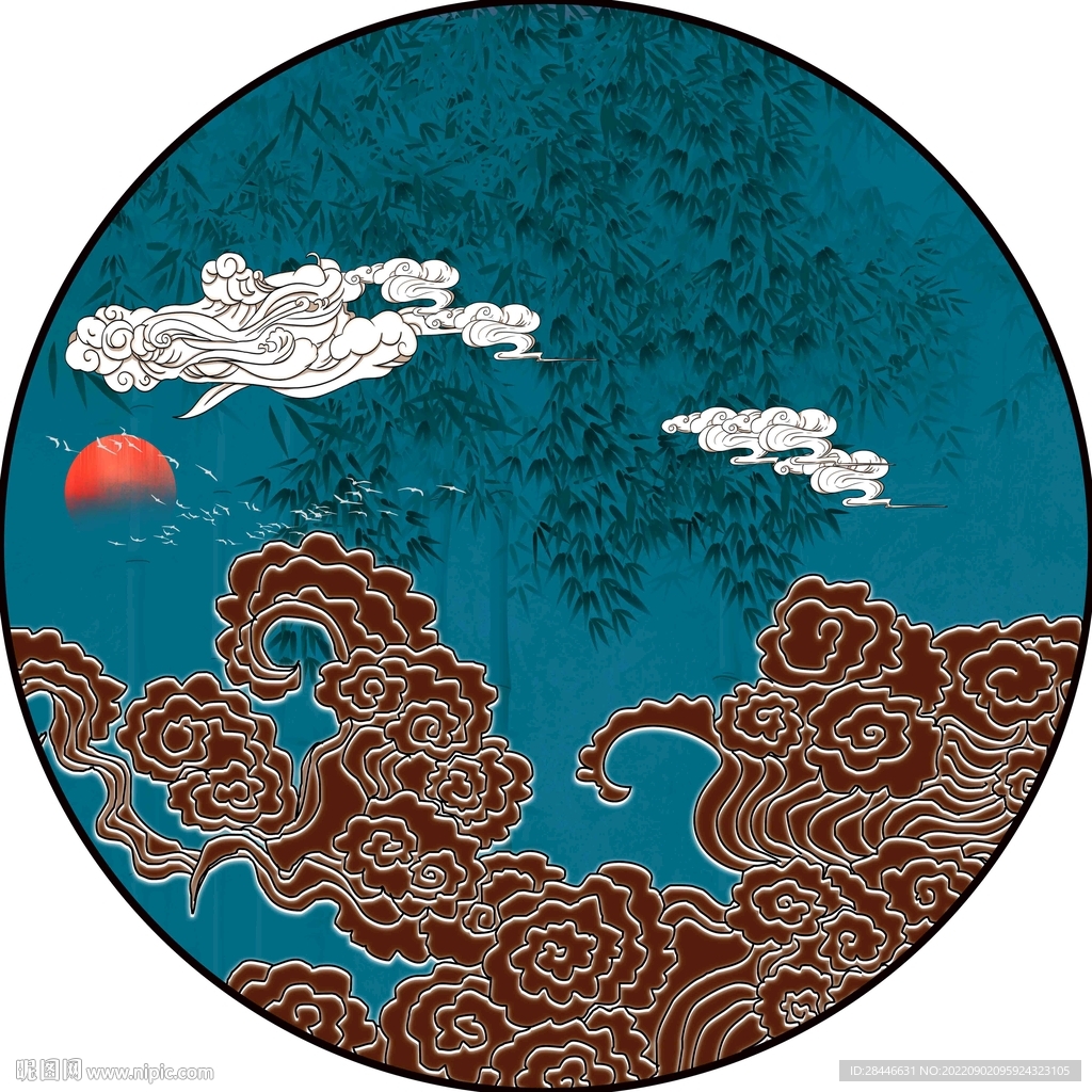 新中式 圆形装饰画