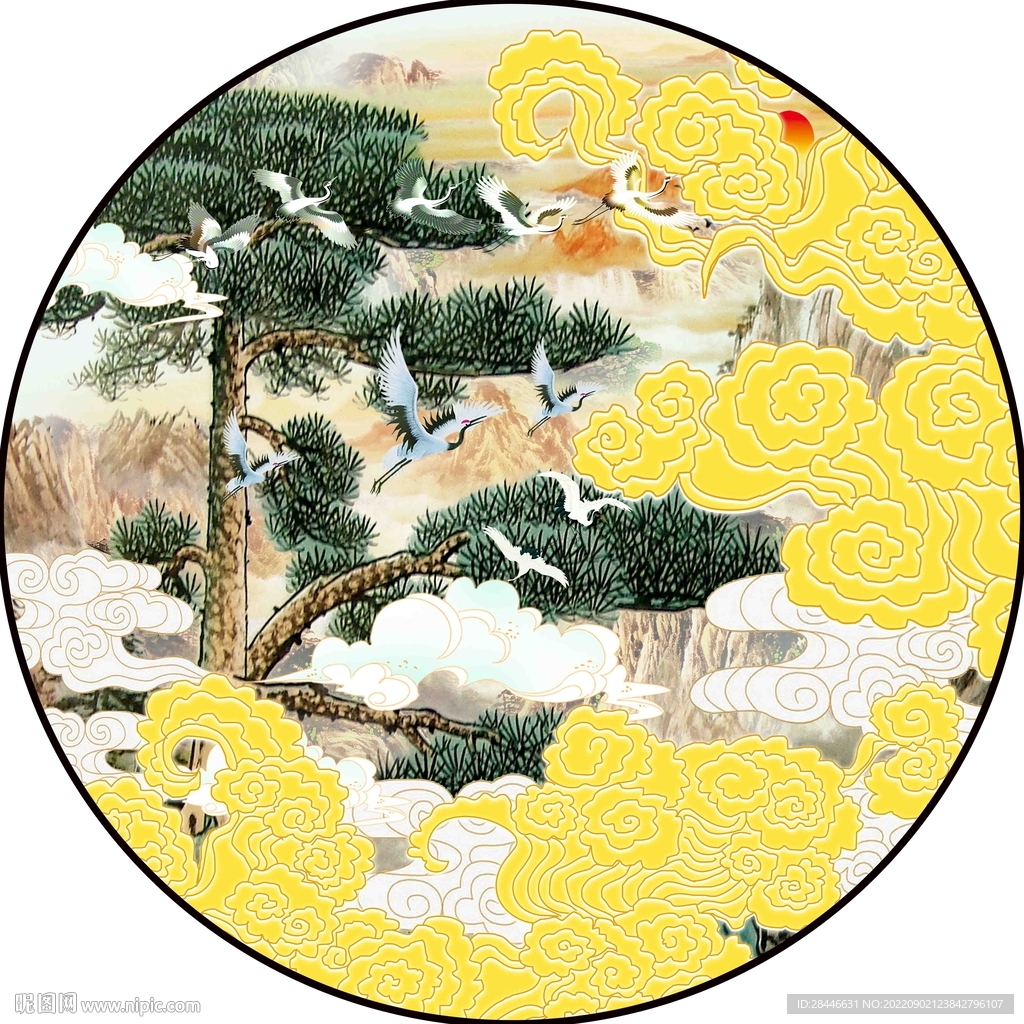新中式圆形装饰画 中国