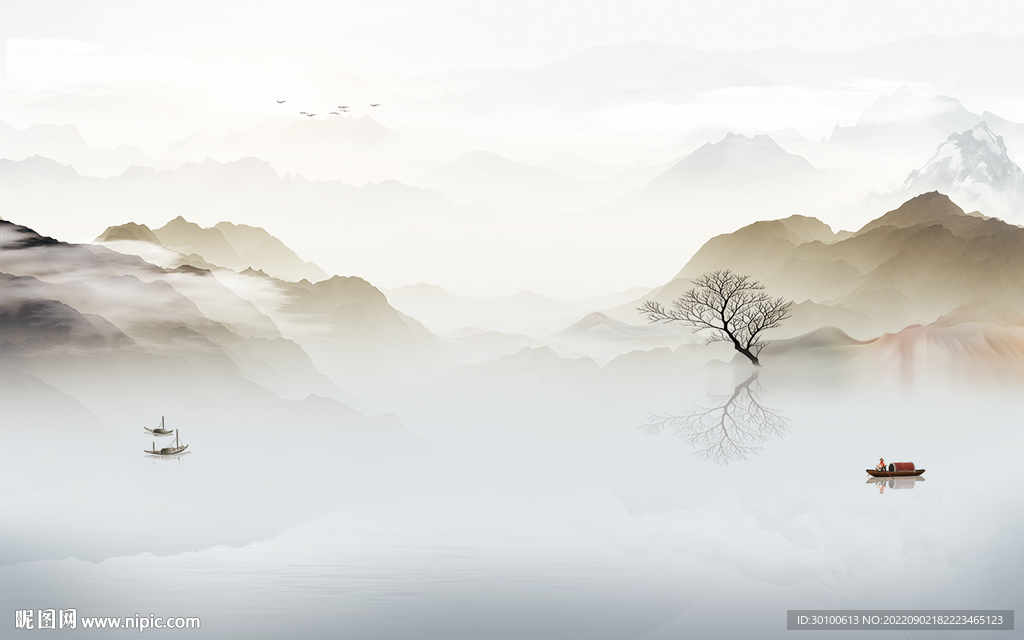 高档爆款山水画 tif分层图