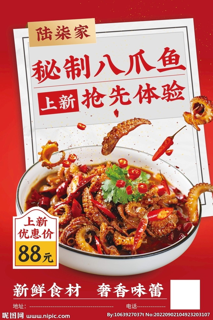 餐饮八爪鱼菜品宣传海报
