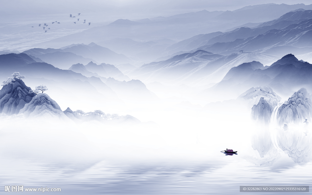 中国风新品山水背景 TIf分层