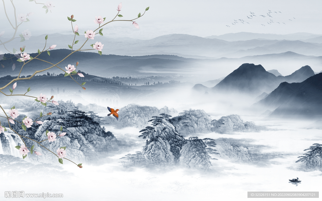 中国风新上架山水画 Tif分层