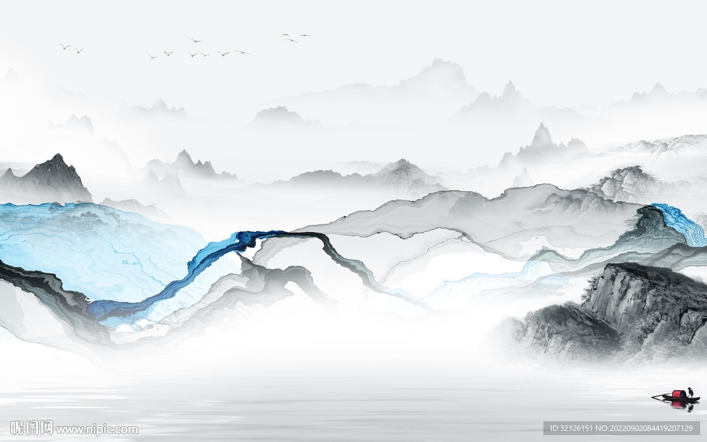 中式新上架山水画 Tif分层