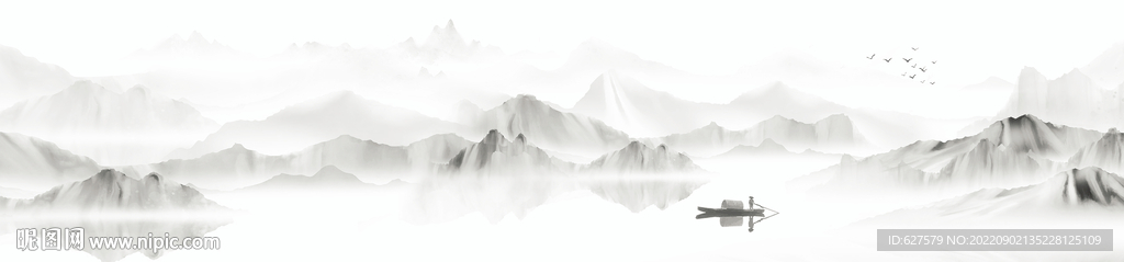 加长水墨群山