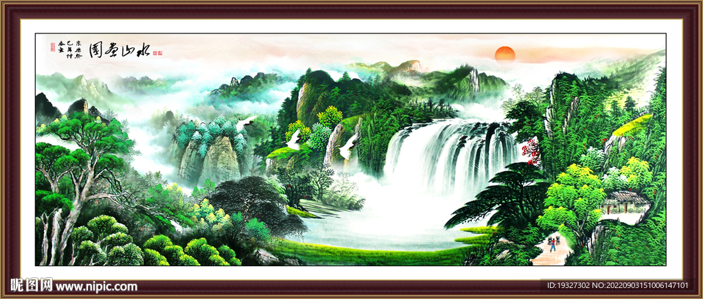 山水风景 青山绿色壁画
