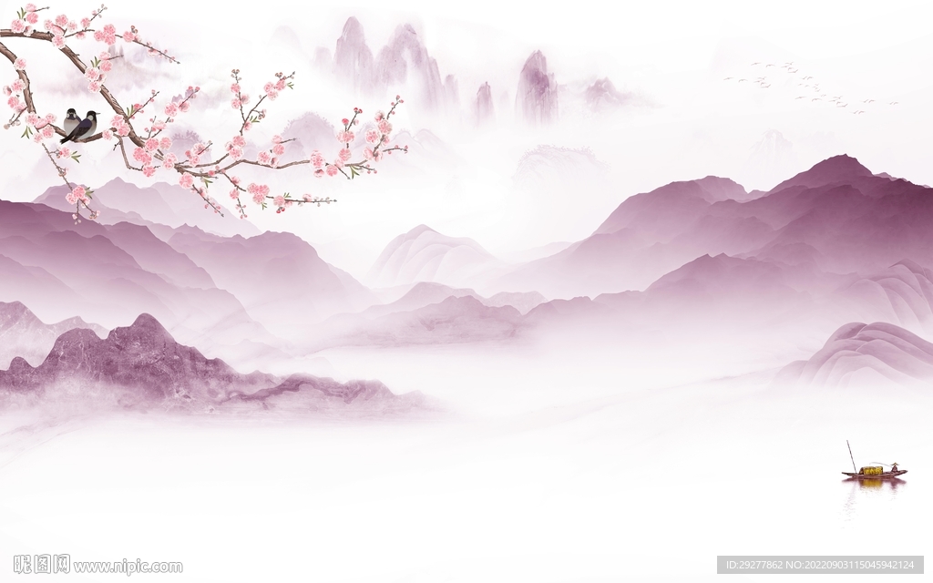 高清 客厅山水新画 tif分层