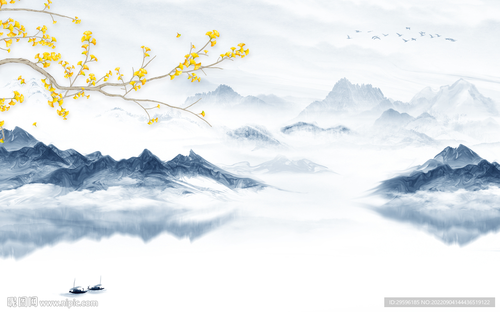 最新客厅山水画 tif分层